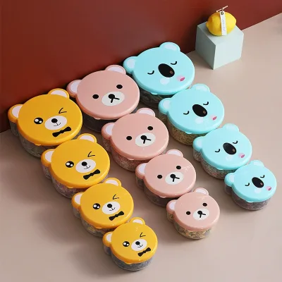 Bear Shaped Nesting Plastic Container Microwaveable PP Lunch Box with Transparent Bento Cake Packaging for Salad Bread Storage