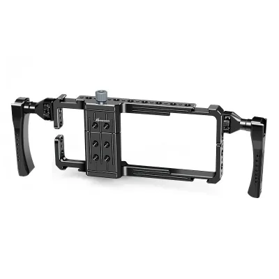 Multi-Functional Phone Cage with Dual-Handheld Metal Grips Ideal Accessory for Vlogging Photography Live Stream & Video Shooting