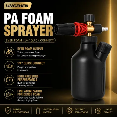 Professional Commercial Grade Snow Foam Cannon Lance Stainless Steel Construction Adjustable Nozzle Pattern