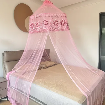 Big Top Luxurious Lace Border Folding Mosquito Net Queen Size Bed Canopy Suit for All Sizes Summer Home Use for Children