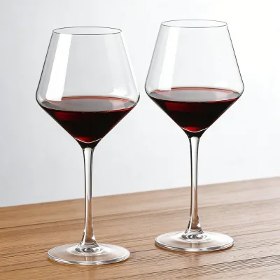 Nordic Stemless Wine Glass Set of 2 Custom Logo Clear Glass Cups Crystal Wine Glasses 400ml Elegant Gift Box Wholesale