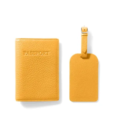 Passport Holder & Luggage Tag Travel Gift Set Custom PU Leather Passport Holder Covers