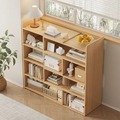 Modern Design Wooden Bookshelf Magazine Display Rack Wood Bookcase Combination Living Room Use Factory Wholesales Home Use