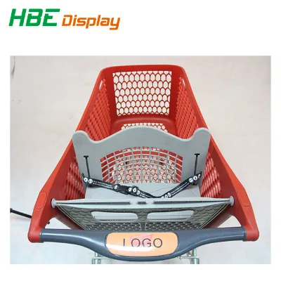 Hot Sale Highbright Red+Grey Unfolding 220L 200kg Load Capacity Tente 5'' PU Wheels Durable Plastic Supermarket Shopping Cart