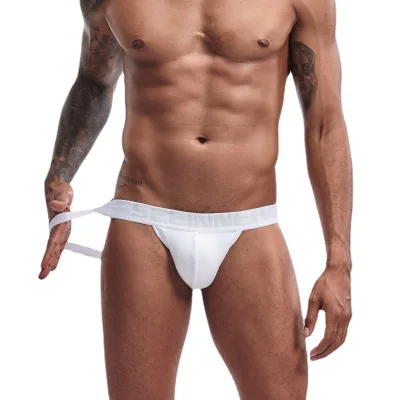 Custom Brand Breathable Knitted Low-Rise Anti-Bacterial 100% Cotton Men's Jockstrap Thong Briefs with T Back Boxer