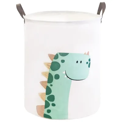 Folding Laundry Basket Cartoon Round Storage Hamper Large Capacity Collapsible Clothes Toy Basket Waterproof Organizer