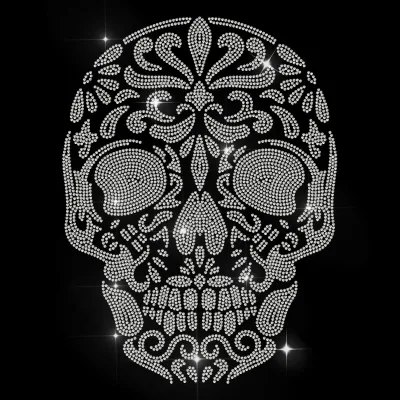 Standard Hotfix Multi-tone Rhinestone Transfer, Floral Skull Crystal Rhinestones for Supermarket Casual Garment Accessories