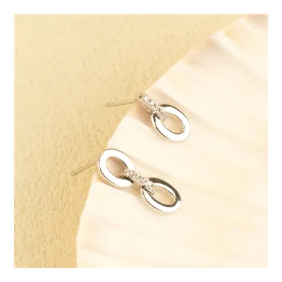 Fashion Free Design 925 Sterling Silver Asymmetrical Jewelry Chunky Chain Shape Drop Stud Earrings for Women