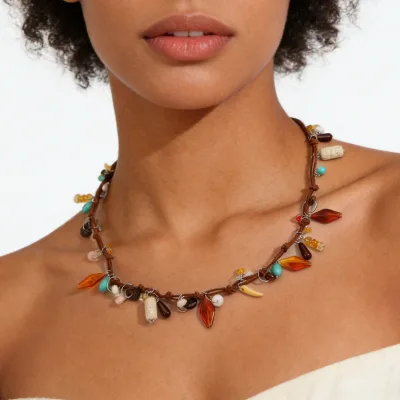 Summer Ocean Sand Beach Resort Wind Necklace Women Fashion Adjustable Jewelry Women Resin Charm Bohemian Fashion Necklaces