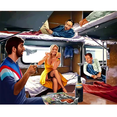 CHENISTORY DZ992674 Train Meeting DIY Painting by Numbers for Kits Wall Art Picture Acrylic Paint by Numbers on Canvas
