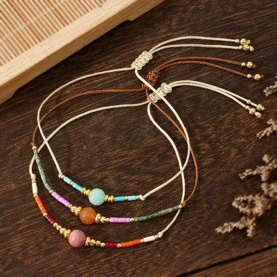 Go2BoHo Unisex Classic Gold-Plated Bracelet Geometric Beaded Design with Buddhist Motif for Religious Parties