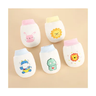 0-6 Months Newborn Baby Gloves Infant No Scratch Elastic Wrist Infant Soft Gloves Organic Cotton Baby Mittens