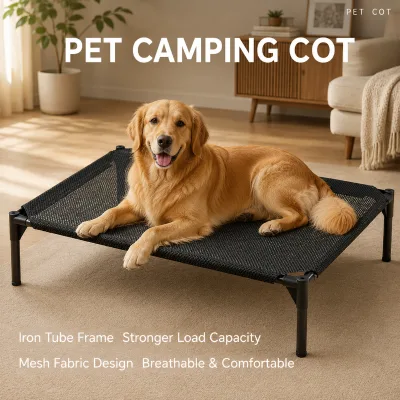 Elevated Portable Raised Outdoor Indoor Dog Cot Washable & Breathable Cooling Mesh Anti-Slip Feet Pet Bed for Medium Large Dogs