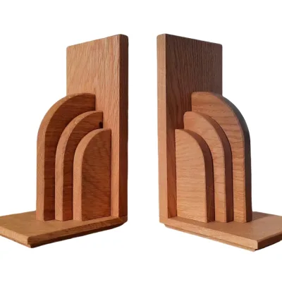 Set of 2 Book Storage Bookends Customized Shape and Size Wooden Bookend for Home Office Usage
