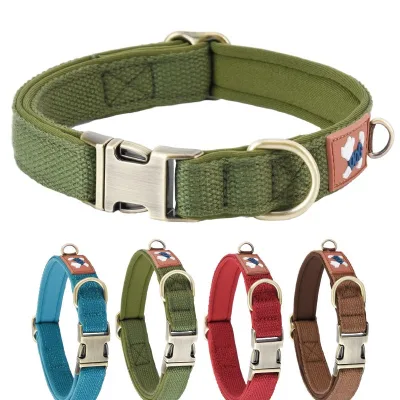 Dog Collar Woven Strap Polyester Lining Adjustable Small Medium-sized Dogs Non-restrictive Customizable Engraving
