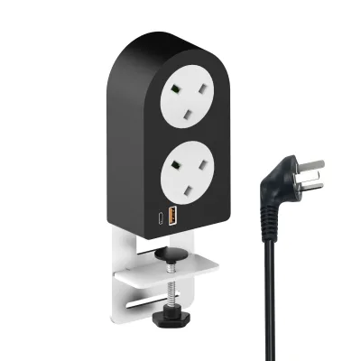 UK Standard Desktop Power Strip with 2 AC Sockets and PD20W Fast Charging for Office Table Use