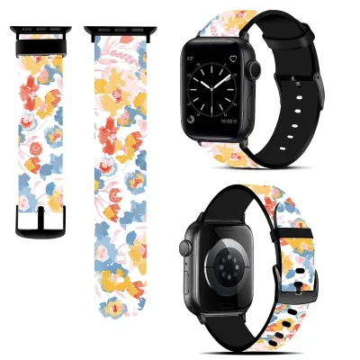 2024 New Released! Hot Selling Custom Floral Printing Women Luxury Soft TPU Watch Bands for Apple Ultra 49mm/45/44/42/41/40/38mm