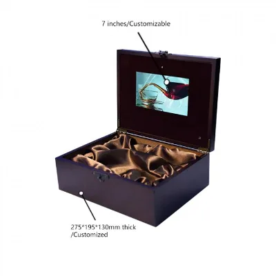 Custom 2.4 4.3 5 7 10 Inch Leather LCD Video Gift Box Video Brochure Box Lcd Display Digital Video Greeting Music Gift Boxes