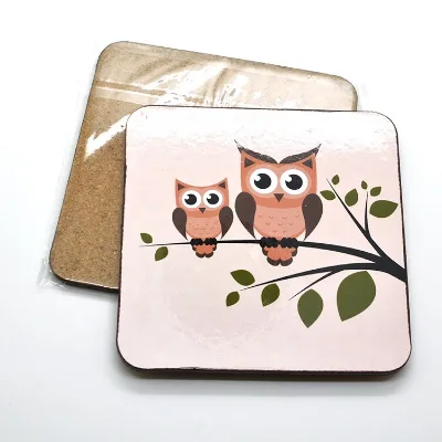 Customized Sublimation Printed Logo Cork Wood Blanks Tea Cup Coasters for Drink