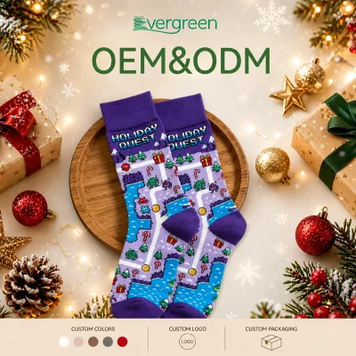 OEM Custom Factory New Style Men Ladies' Christmas Sports Socks High Quality Cotton With Bamboo Crew High Cartoon Design