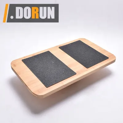 Professional Bamboo Balance Board, Rocker Board Standing Desk Accessory, Balancing Board with PU Round Base