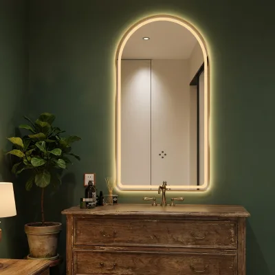 Modern Arch Shape LED Back Light Bathroom Mirror 3 Color Temperature IP44 Waterproof Makeup Mirror