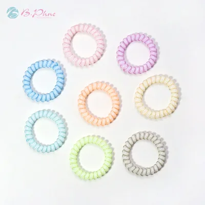 Fashion Candy Color Girls Coil Hair Tie Telephone Wire Line Hair Tie Spiraled Hair Band for Women Girls