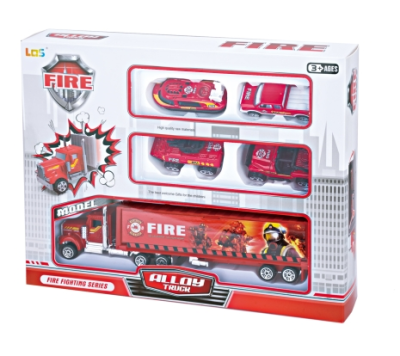 Die-cast Metal Model Toy Car Simulation Fire Police Car Toy Set Alloy Metal Sliding Toy Car