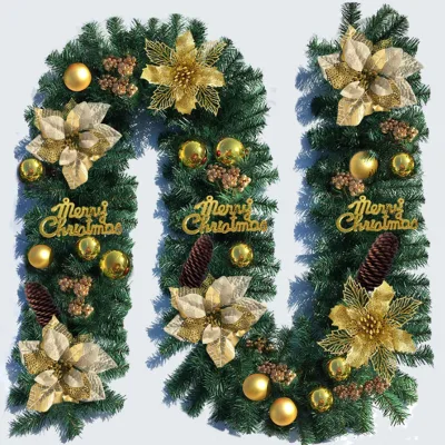 Wholesale Luxury Christmas Hanging Decoration Supplies 270cm Pvc Christmas Wreath Garlands