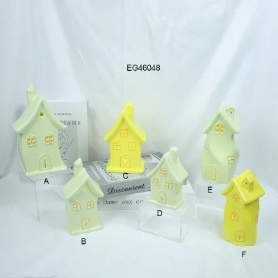 Handcrafted Colorful Porcelain European Village House Christmas Ornament Ceramic Christmas Houses Night Light Gift