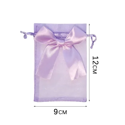 10-Pack Silk Organza Bags for Clear Drawstring with Bow Detail for Gift Parties and Events