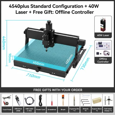 CNC 4540 PLUS 500W CNC Router with Linear Guides Large Format for Wood Acrylic Laser Engraving