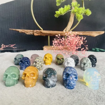 Wholesale 2inch Mixed Natural Stones Carvings Crystal Skulls for Craft Ornaments Bulk Supplies
