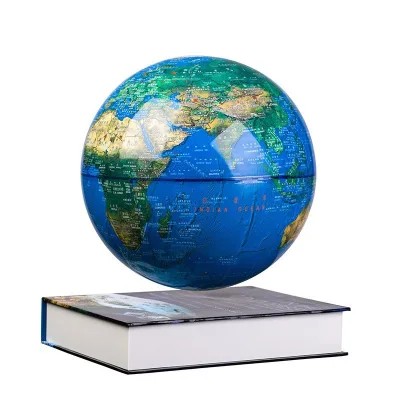 Advance PVC Floating Globe Magnetic Levitation Modern Learning World Map Globe Three-tone Light Rotating Earth Lamp