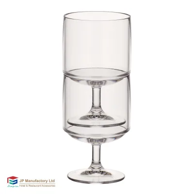 9.5oz Short Stem Wine Glass Unbreakable Polycarbonate Stem Wine Cup 285ml Plastic Stackable Wine Glass