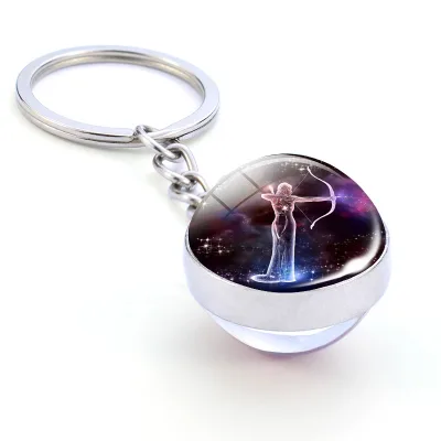Honor of Crystal Custom Sign Key Chain Crystal Constellation Night Light Bling Design Luxury Crystal Key Chain