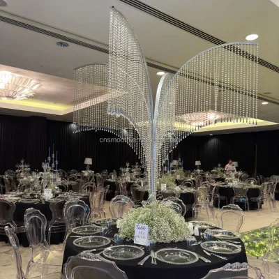 SMOOTH Metal Crystal Bead Curtain Branch Shape Wedding Events Table Centerpiece Large Wedding Decoration Props