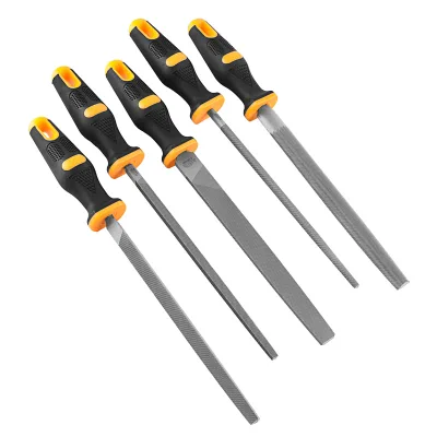 2022 New JUSTER T12 High Carbon Steel,Flat,Half Round,Round,Triangle,Square,5pcs Steel File Set,ABS Plastic+TPR Rubber Handle