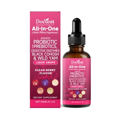 Instock 60ml Womens Probiotic Liquid Drops 5 Billion CFU Vitamin D3 K2 Digestive Berry Flavor Source Factory Direct Supply Oem