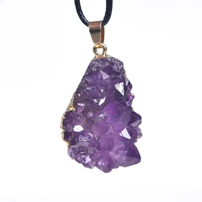 Amethyst Pendant Irregular Gravel Necklace Precious Stone Jewelry Accessories Raw Stone Pendant
