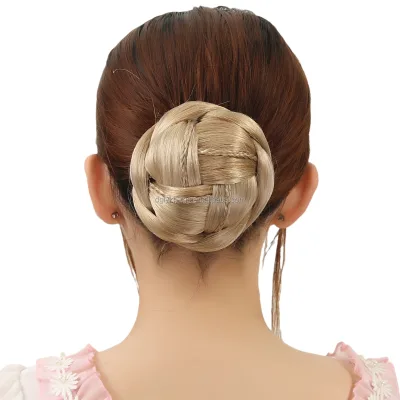 WE09 Synthetic Fiber Hair Extension Straight Donut Hair Bun Ladies Ponytail Extension Meatball Head for Women Hair