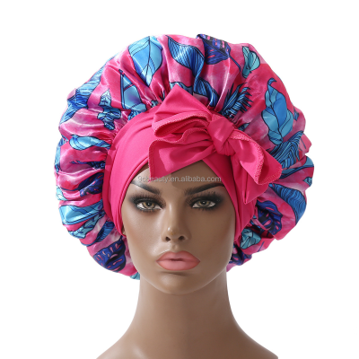 Individual patterns factory wholesale african print satin bonnet with tie