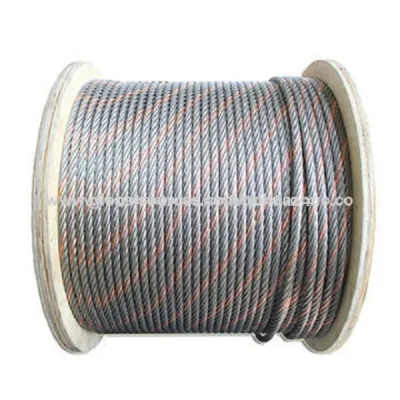Galv. steel wire rope 6x19+IWRC structure ,1770MPA , packed in reels