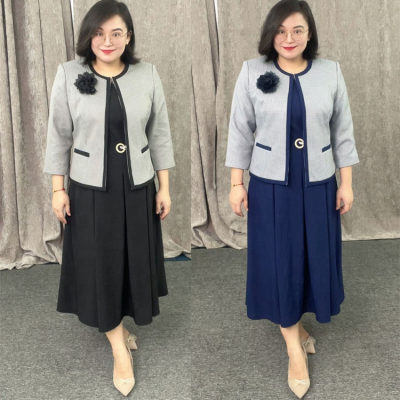 Plus Size African Kenya Popular Designer Women a Line Jacket Set Africa Traditional Knees Length Suit Church Dress Suit