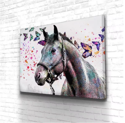 Funtuart Modern Pop Art Horse Picture Colorful Animal Wall Art Abstract Horse Oil Painting