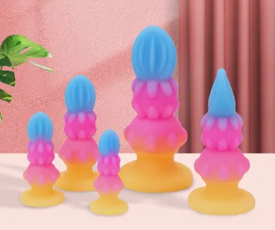 Shaped Colorful Luminous Dildo BDSM Anal Plug Sex Toys Butt Plug for Adults