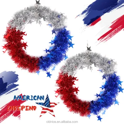 American Independence Day Wreath Decoration  Star Door Hanging  Party Supplies