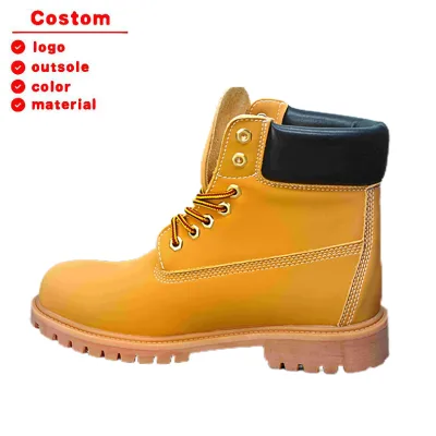 2025 Timber Waterproof Genuine Leather Boots 39-47 All Seasons Insole Winter Summer Spring Autumn Rubber Toes Couples Hiking