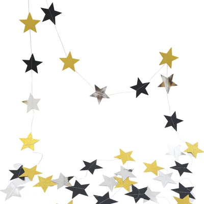 4M Glitter Paper Black Gold Twinkle Little Star Circle Party Garland Streamer Banner Wedding Birthday Baby Shower EID Decoration