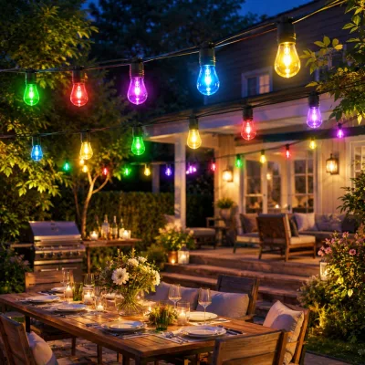IP65 Outdoor String Lights Rgbic LED Patio Bulbs with Heavy Duty Rubber Cable for Deck Fence Commercial Decor Lighting